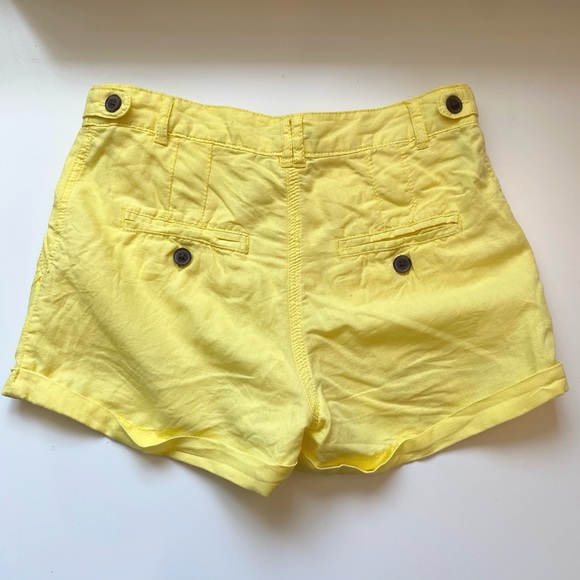 H&M Size 2 Linen Cotton Shorts Yellow - Picture 2 of 12